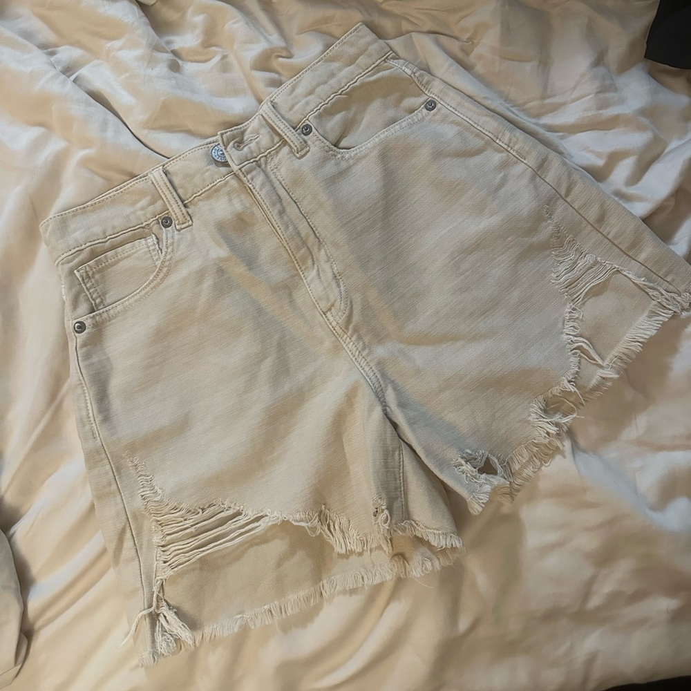 ivory high waisted jean shorts